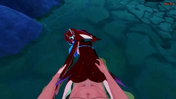 Mipha gets fucked and filled with cum from your POV - Zelda Botw Hentai.